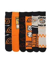 Naruto Men's Anime Icons Adult 6-Pair Casual Crew Socks with Tin Tote