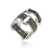 Suzy Levian Sterling Silver Cubic Zirconia Triple Buckle Ring