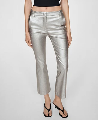 Mango Women's Metallic Flared Pants