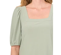 CeCe Women's Square-Neck Puff-Sleeve Blouse