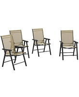 Outsunny Set of 4 Outdoor Folding Chairs for Patio, Camping, Beach, Black