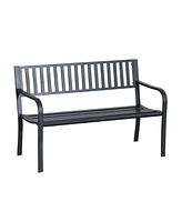 Outsunny Outdoor Bench Patio Steel Garden Furniture Deck Porch Seat Backyard Park Chair