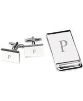 Silver Plated Cufflinks and Money Clip Set