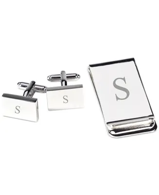 Silver Plated Cufflinks and Money Clip Set