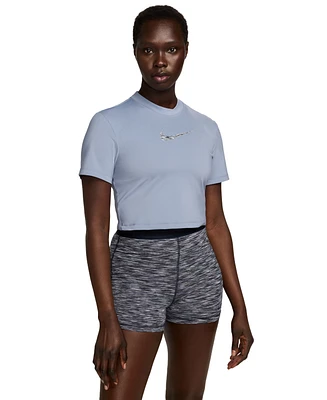 Nike Women's Pro Dri-fit Short-Sleeve Cropped Training Top