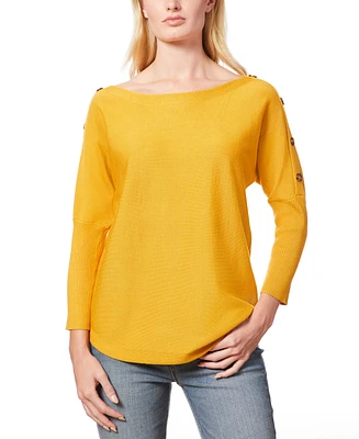 Melissa Paige Women's Dolman-Sleeve Buttoned-Sleeve Sweater