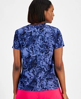 Id Ideology Women's Water-Bubbles Jacquard Mesh Short-Sleeve Top, Created for Macy's