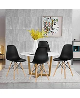 4 Pieces Modern Armless Dining Chair Set with Wood Legs