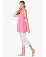 Dreams & Co. Plus Scoopneck Tank Capri Legging Pj Set