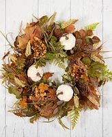 Northlight Pumpkins and Leaves Artificial Fall Harvest Wreath - 26" - Unlit