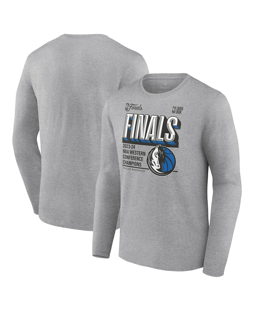 Fanatics Men's Steel Dallas Mavericks 2024 Western Conference Champions Long Sleeve Locker Room T-Shirt