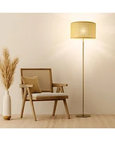 Brightech Zion 65" Led Floor Lamp with Rattan Drum Shade