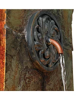 John Timberland Ibizi Rustic Medallion Outdoor Wall Fountain and Waterfalls 33" High with Led Light for Garden Patio Backyard Deck Home Lawn Porch Hou