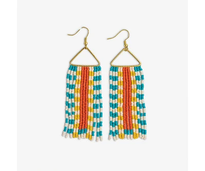 Ink + Alloy Brooke Mixed Checks And Triangles Beaded Fringe Earrings Rio