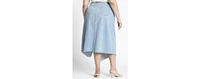 Eloquii Women's Deconstructed Denim Skirt