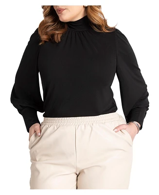 Eloquii Plus Size Mock Neck Voluminous Sleeve Top