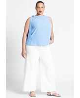 Eloquii Plus Shoulder Tie Boat Neck Top