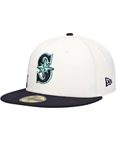 New Era Men's White/Navy Seattle Mariners Major Sidepatch 59FIFTY Fitted Hat