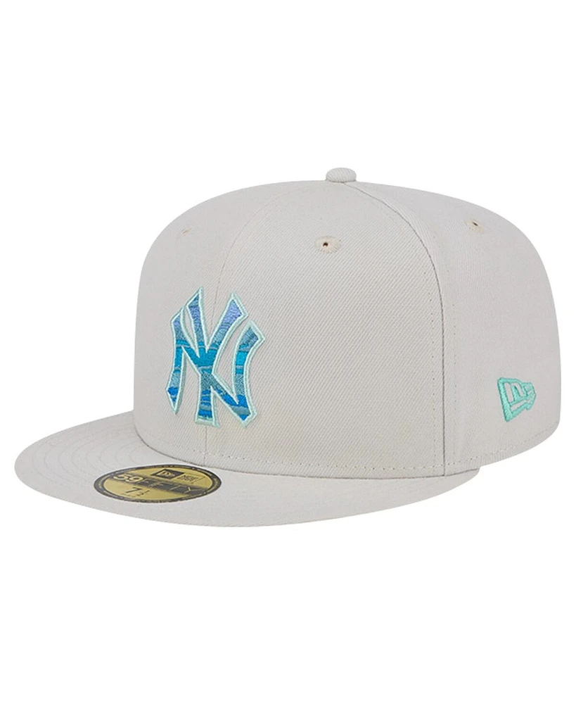 New Era Men's Khaki York Yankees Stone Mist 59FIFTY Fitted Hat