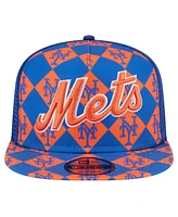 New Era Men's Royal New York Mets Seeing Diamonds A-Frame Trucker 9FIFTY Snapback Hat