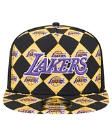 New Era Men's Black Los Angeles Lakers Seeing Diamonds A-Frame Trucker 9FIFTY Snapback Hat