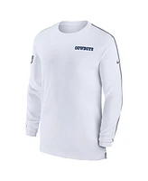 Nike Men's White Dallas Cowboys Sideline Coach Uv Performance Long Sleeve T-Shirt