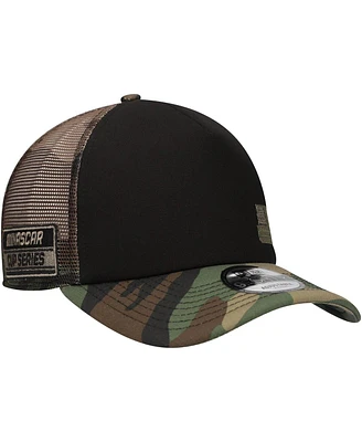 New Era Men's Black/Camo Nascar Cup Series Trucker 9FORTY Adjustable Hat