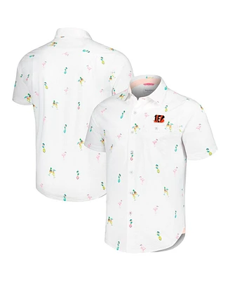 Tommy Bahama Men's White Cincinnati Bengals Nova Wave Flocktail Button-Up Shirt