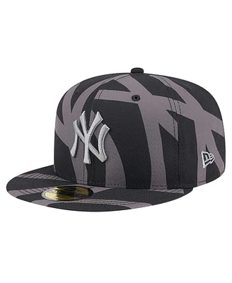 New Era Men's Black York Yankees Logo Fracture 59FIFTY Fitted Hat