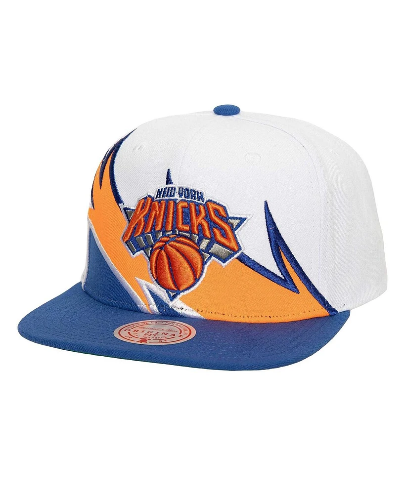 Mitchell Ness Men's White/Blue New York Knicks Waverunner Snapback Hat