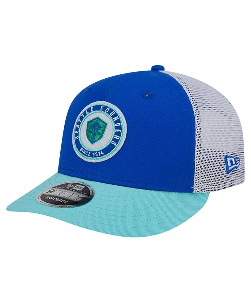 New Era Men's Blue Seattle Sounders Fc Throwback Trucker Low Profile 9FIFTY Snapback Hat