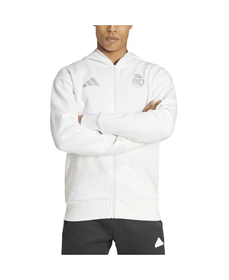 Adidas Men's White Real Madrid Anthem Full-Zip Hoodie