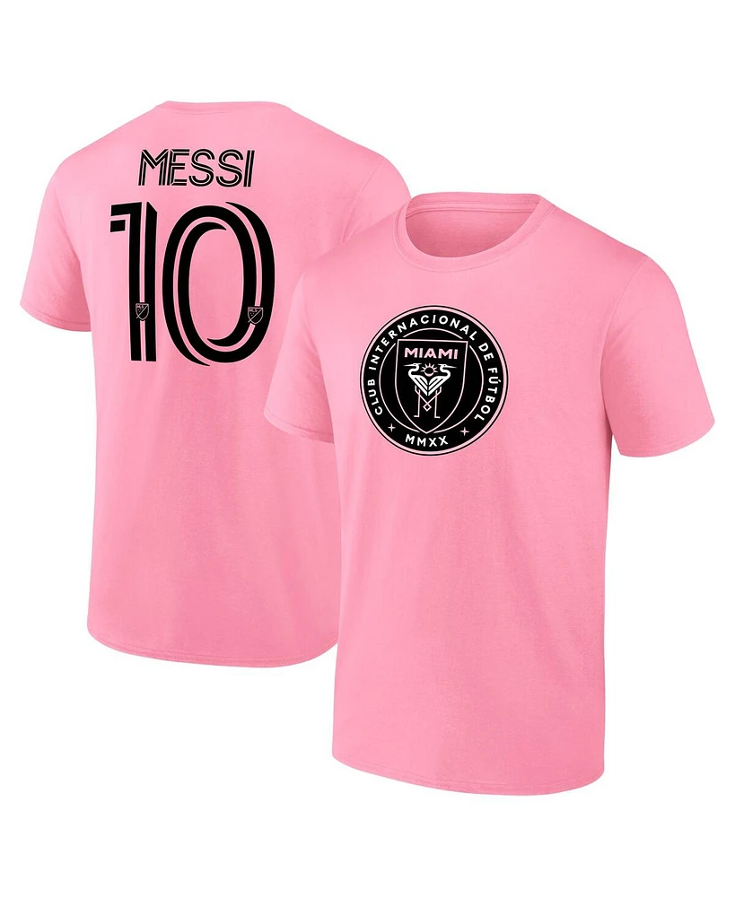 Fanatics Men's Lionel Messi Pink Inter Miami Cf Authentic Stack Name Number T-Shirt