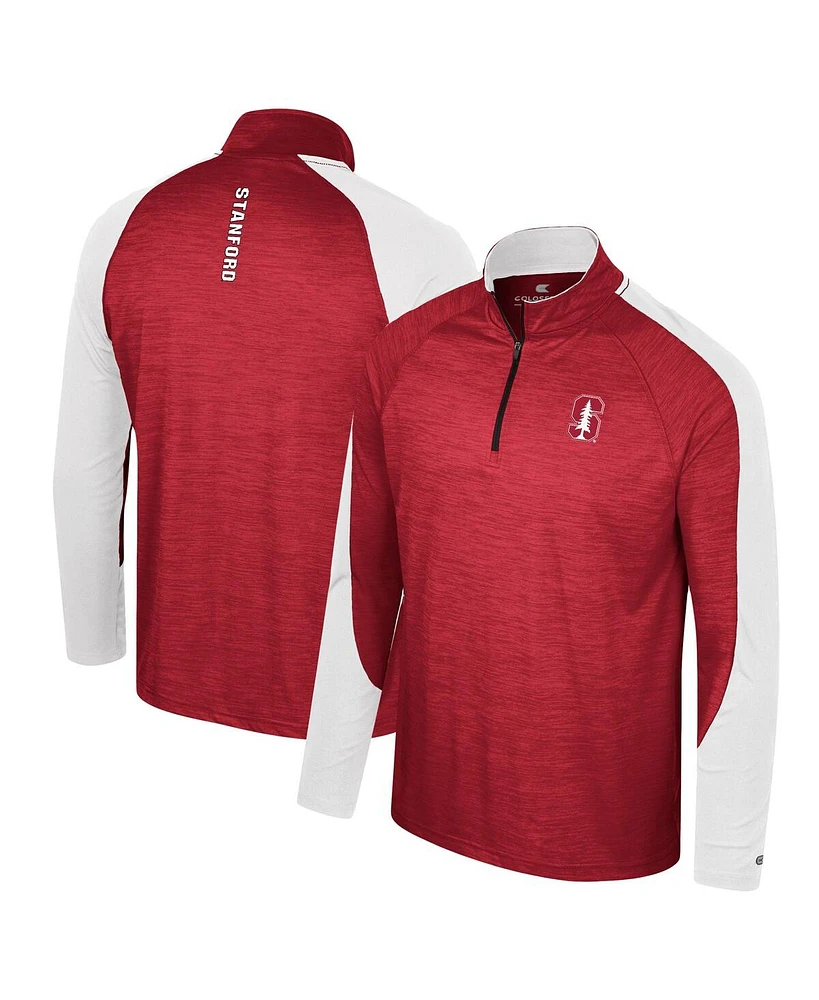 Colosseum Men's Cardinal Stanford Cardinal Langmore Raglan Quarter-Zip Top