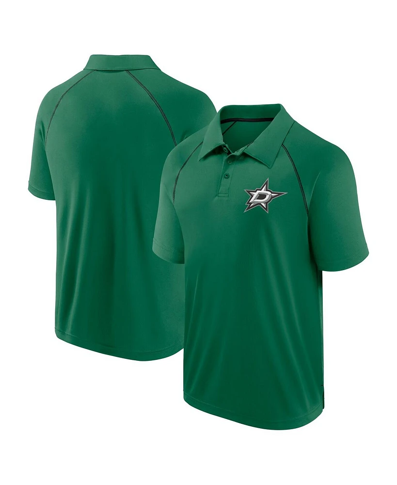 Fanatics Men's Kelly Green Dallas Stars Raglan Strong Alone Polo Shirt