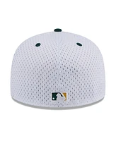 New Era Men's White Oakland Athletics Throwback Mesh 59FIFTY Fitted Hat