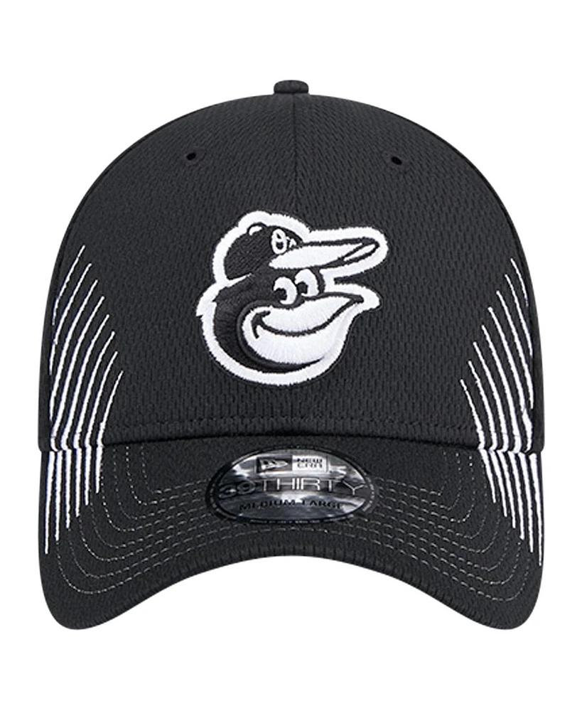 New Era Men's Black Baltimore Orioles Active Dash Mark 39THIRTY Flex Hat