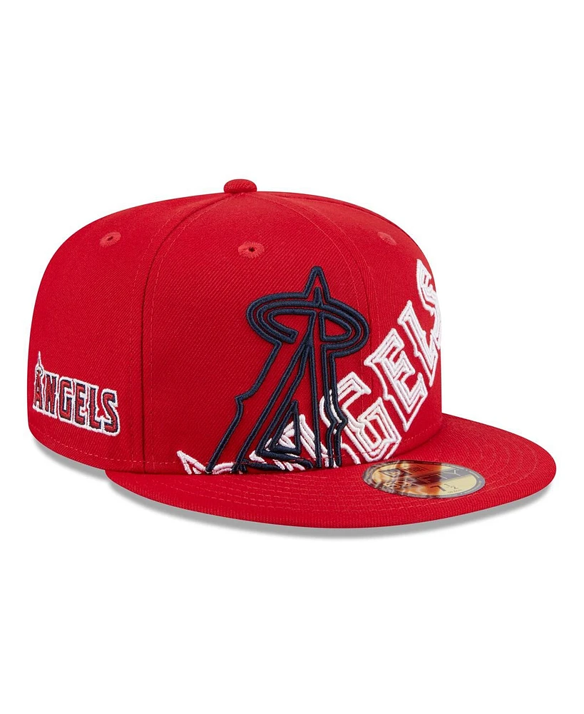 New Era Men's Red Los Angeles Angels Game Day Overlap 59FIFTY Fitted Hat