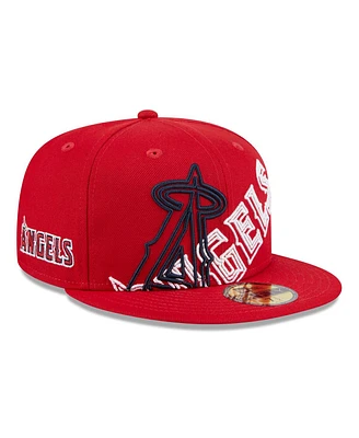 New Era Men's Red Los Angeles Angels Game Day Overlap 59FIFTY Fitted Hat