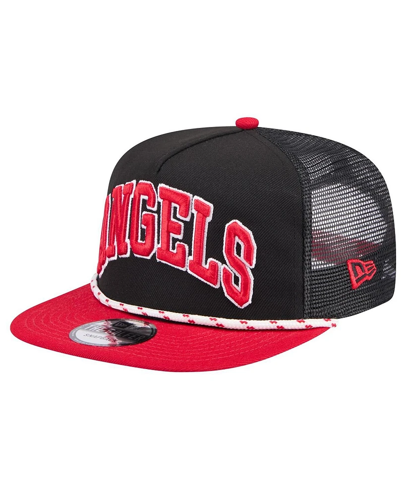 New Era Men's Black Los Angeles Angels Throwback Meshback Golfer Hat