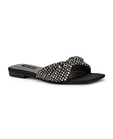 Nine West Women's Mande Embellished Square Toe Slip-On Sandals