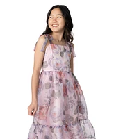 Rare Editions Big Girls Floral-Print Organza Maxi Dress