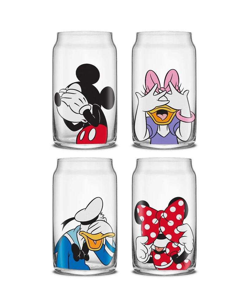 JoyJolt Disney Mickey Mouse and Friends Peek-a-Boo Tumbler Glasses, Set of 4