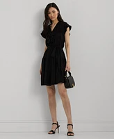 Lauren Ralph Lauren Women's Belted Ruffle-Trim Satin Tiered Dress