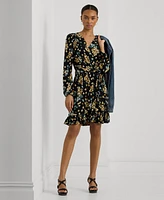 Lauren Ralph Women's Floral Belted Stretch Jersey Dress