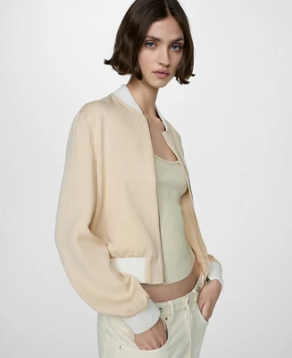 Mango Women's Linen Lyocell Bomber Jacket