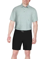 Pga Tour Men's Textured Short Sleeve Stretch Performance Geo Print Polo Shirt