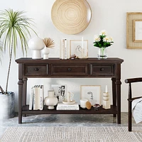 Classic Retro Style Console Table With Three Top Drawers And Open Style Bottom Shelf
