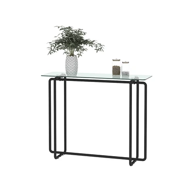 Simplie Fun Glass Console Table with Black Legs