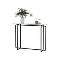 Simplie Fun Glass Console Table with Black Legs